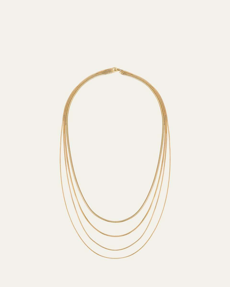 18K Yellow Gold Layered Chain Necklace